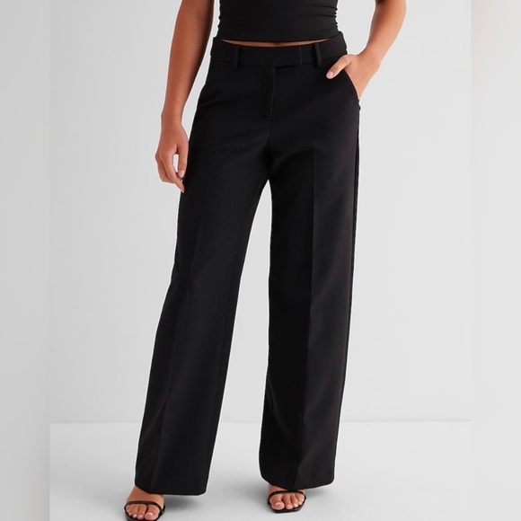 Express Editor Mid Rise Relaxed Wide Leg Trouser Pant Sz 16L - Picture 1 of 15
